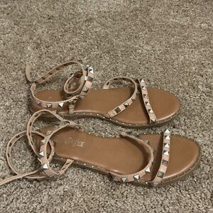 Elegant Tan Studded Sandals
